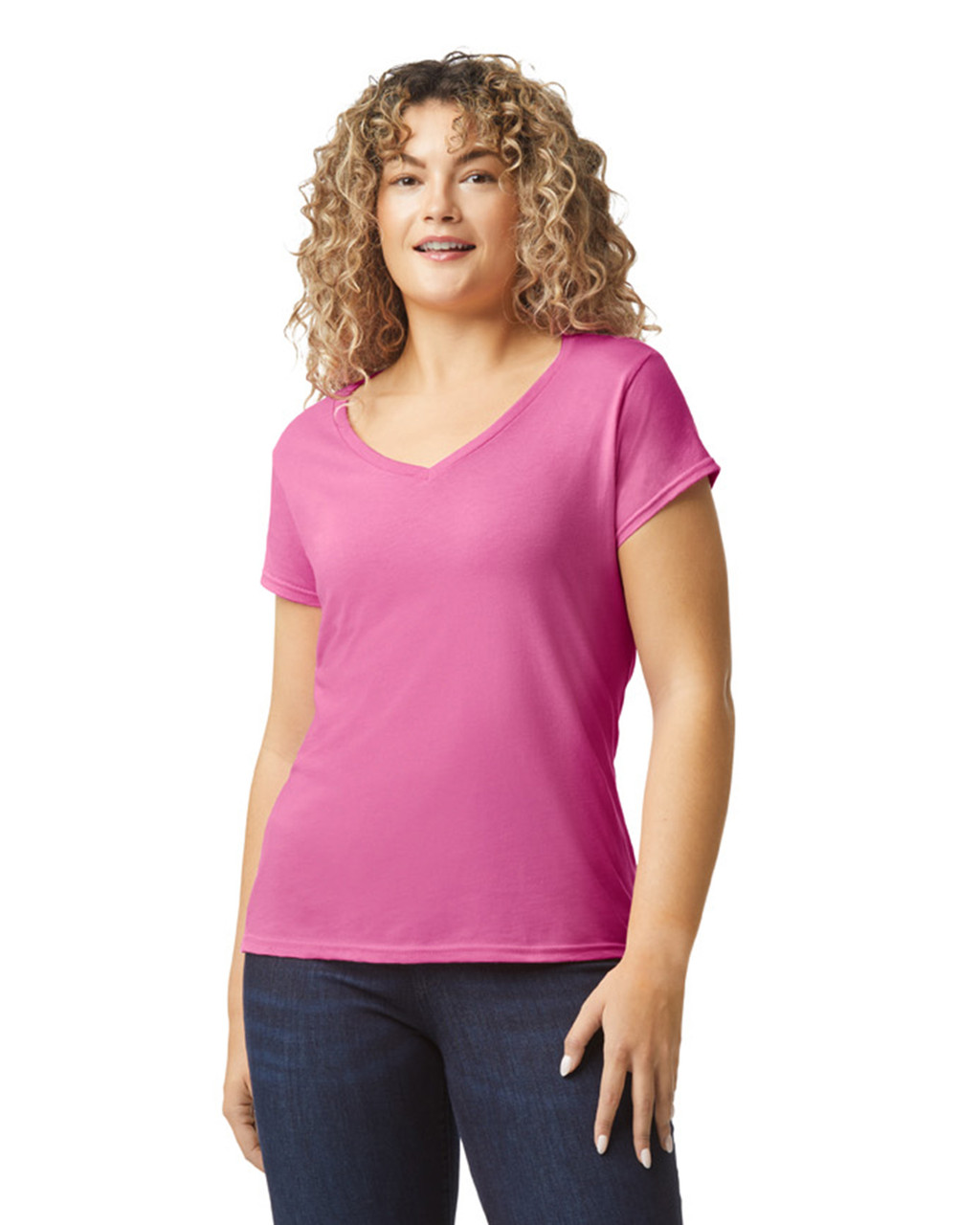 Dámské Tričko s Véčkovým Výstřihem Gildan na Vlastní Potisk