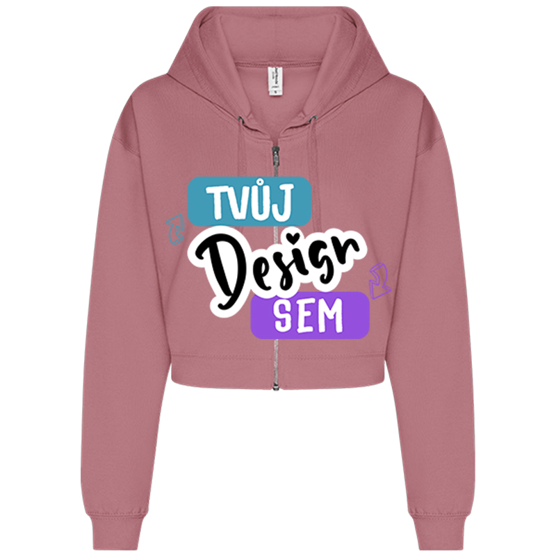 Zkrácená Dámská Mikina AWDis s Kapucí a Zipem na Potisk - puppynator.cz