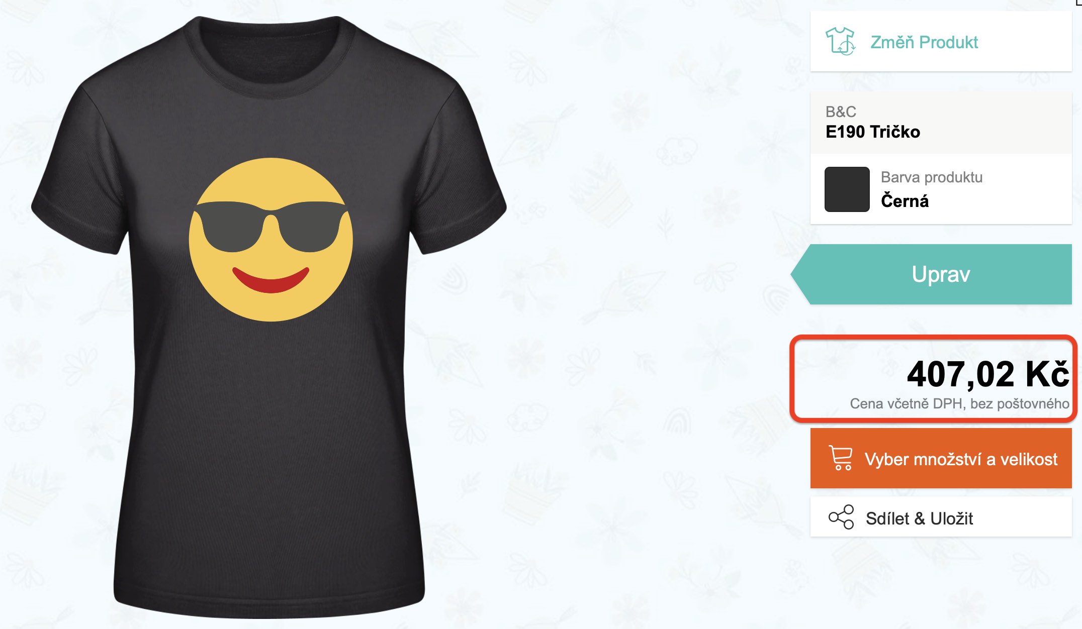 Kde zjistím aktuální cenu trička?