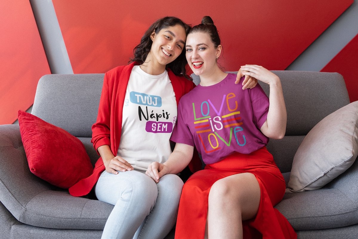 Duhová trička Láska pro páry - puppynator.cz