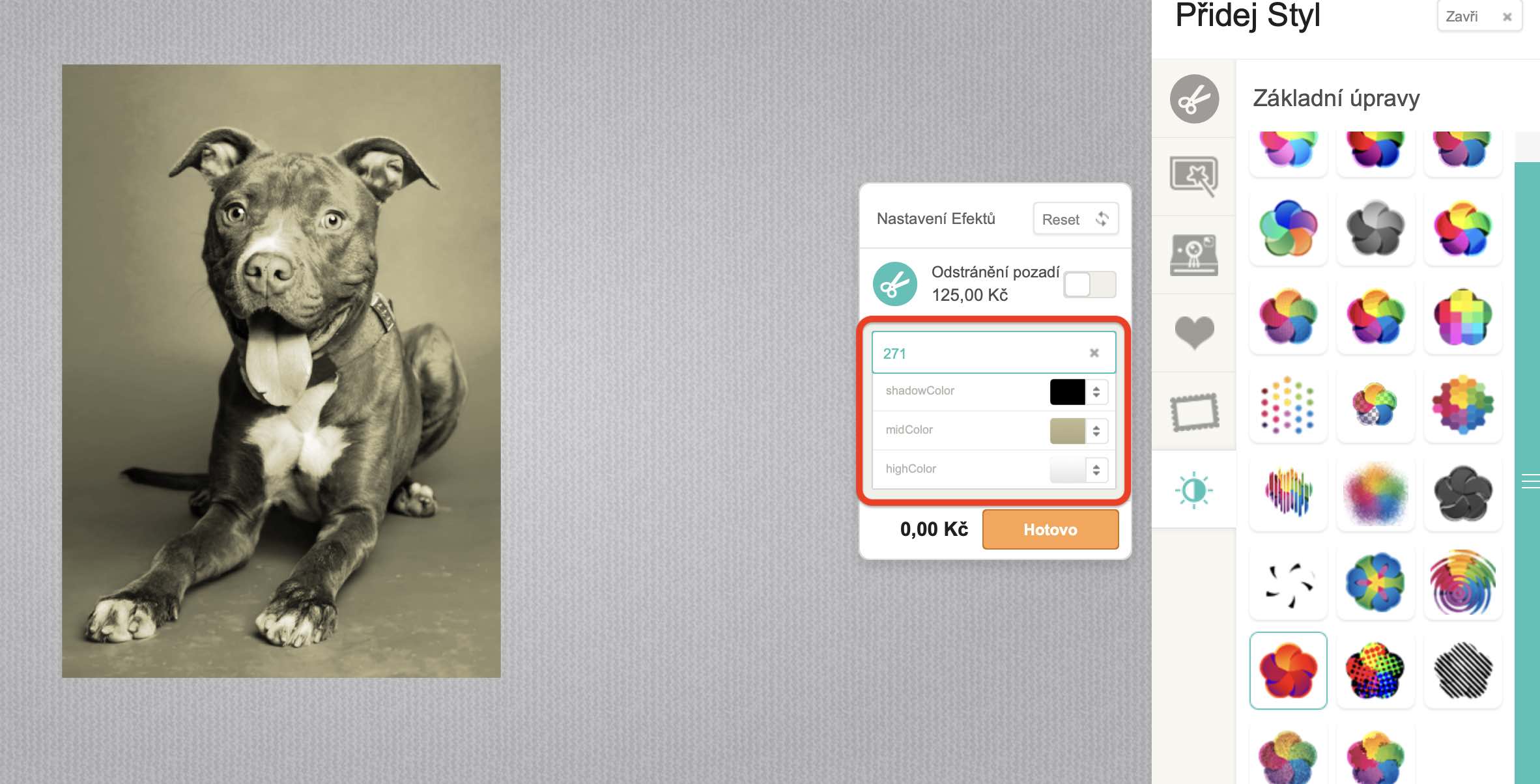 Jak použít efekty na fotku v Kreatoru