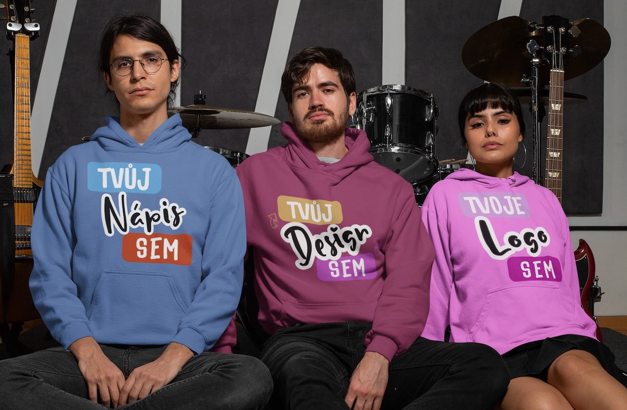 Festivalové mikiny – vlastní nápis, fotka nebo logo interpreta