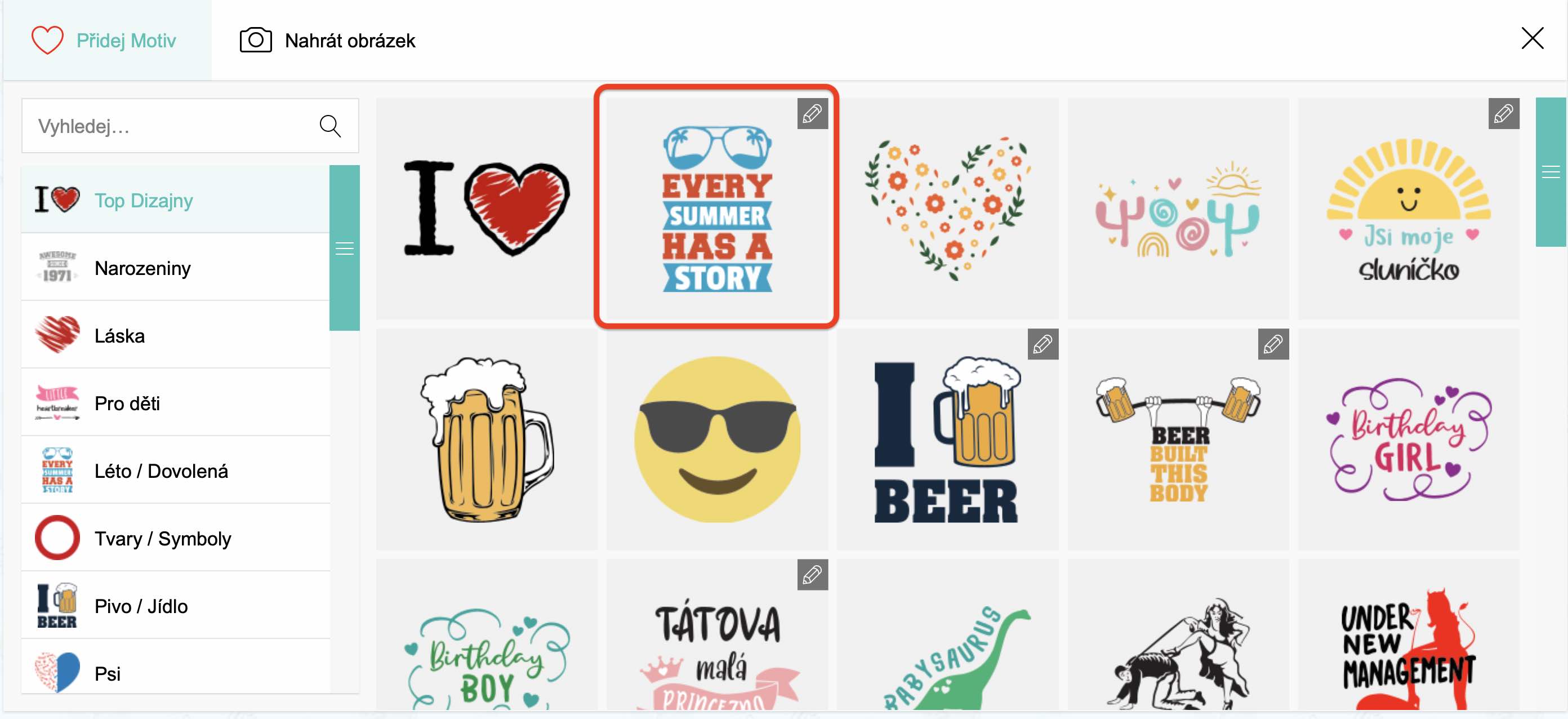 Jak přidat a upravit motiv nebo design na tričko?