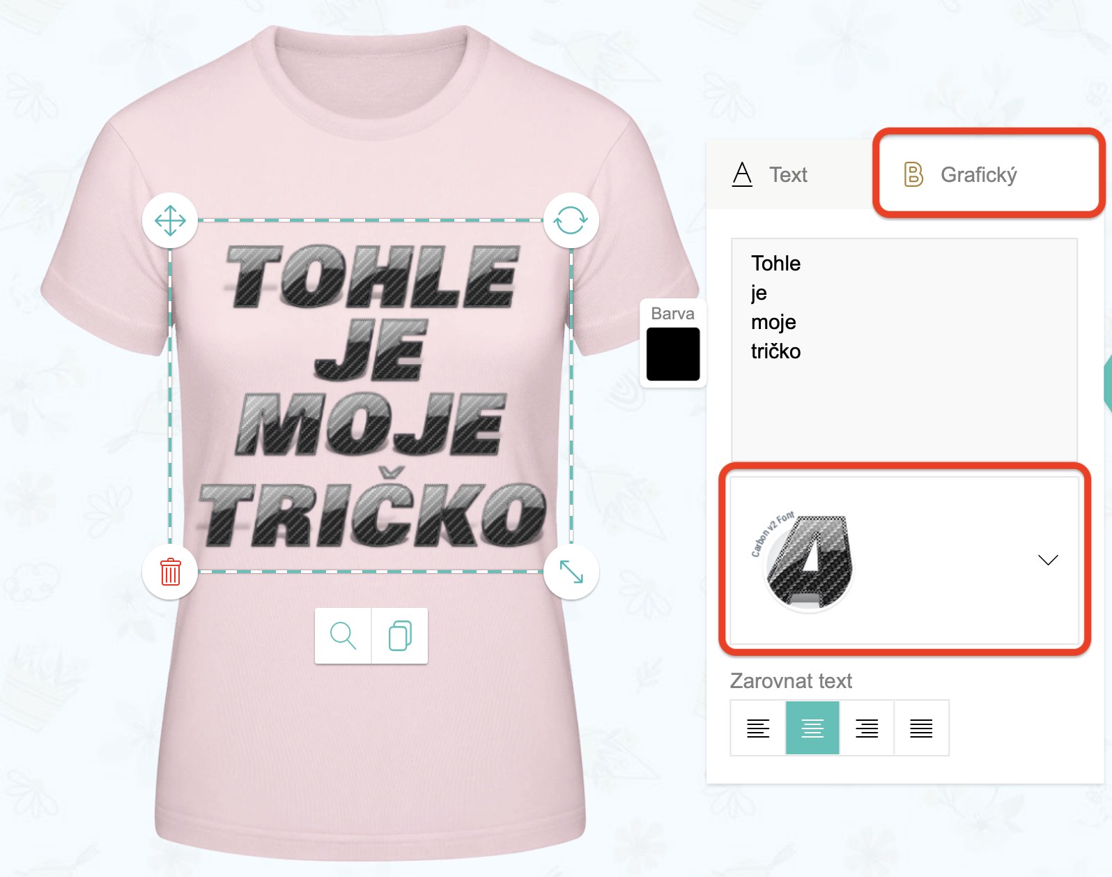 Vyber si z našich grafických fontů na tričko