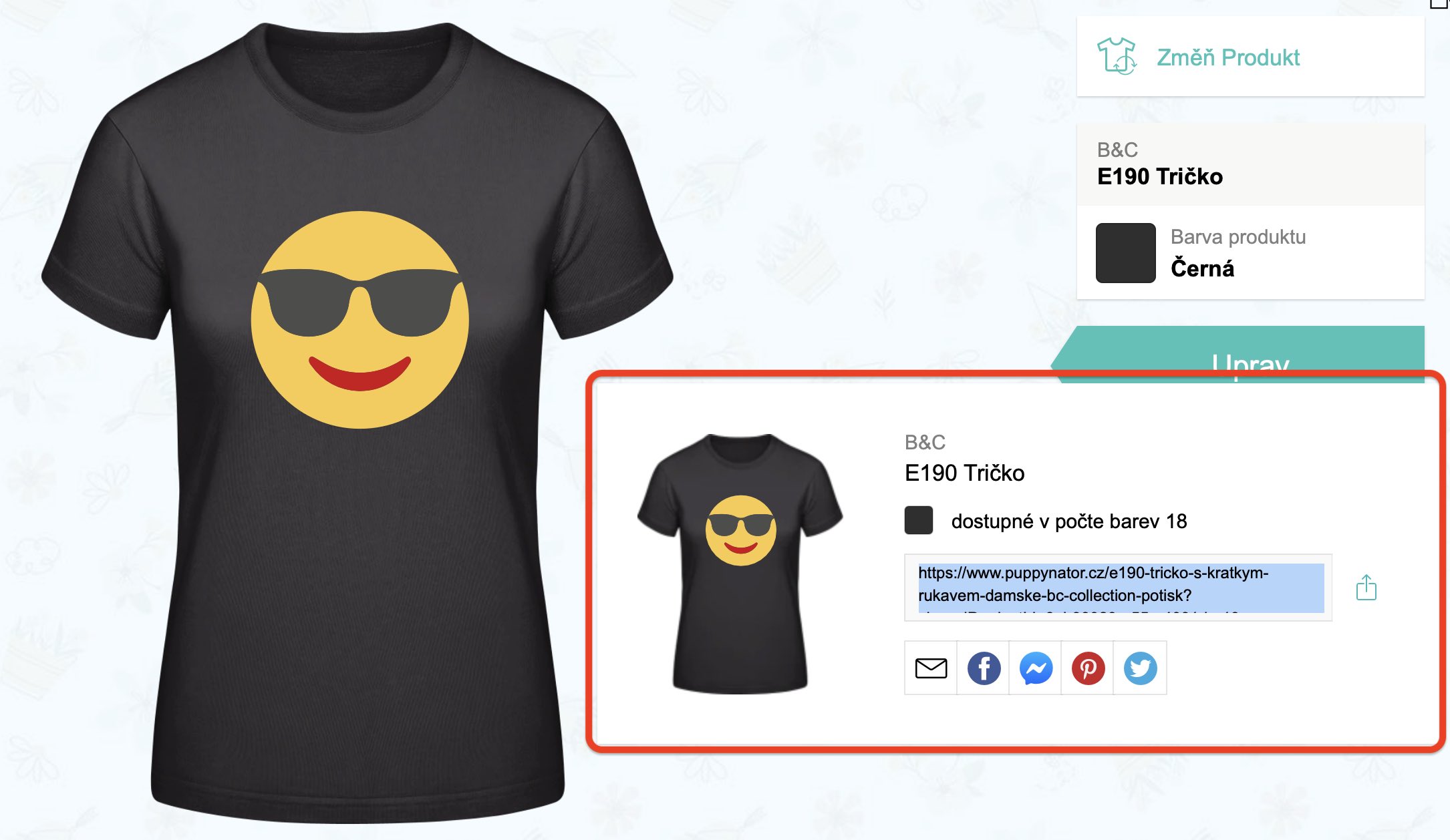 Jak sdílet design, který jsem vytvořil/-a?