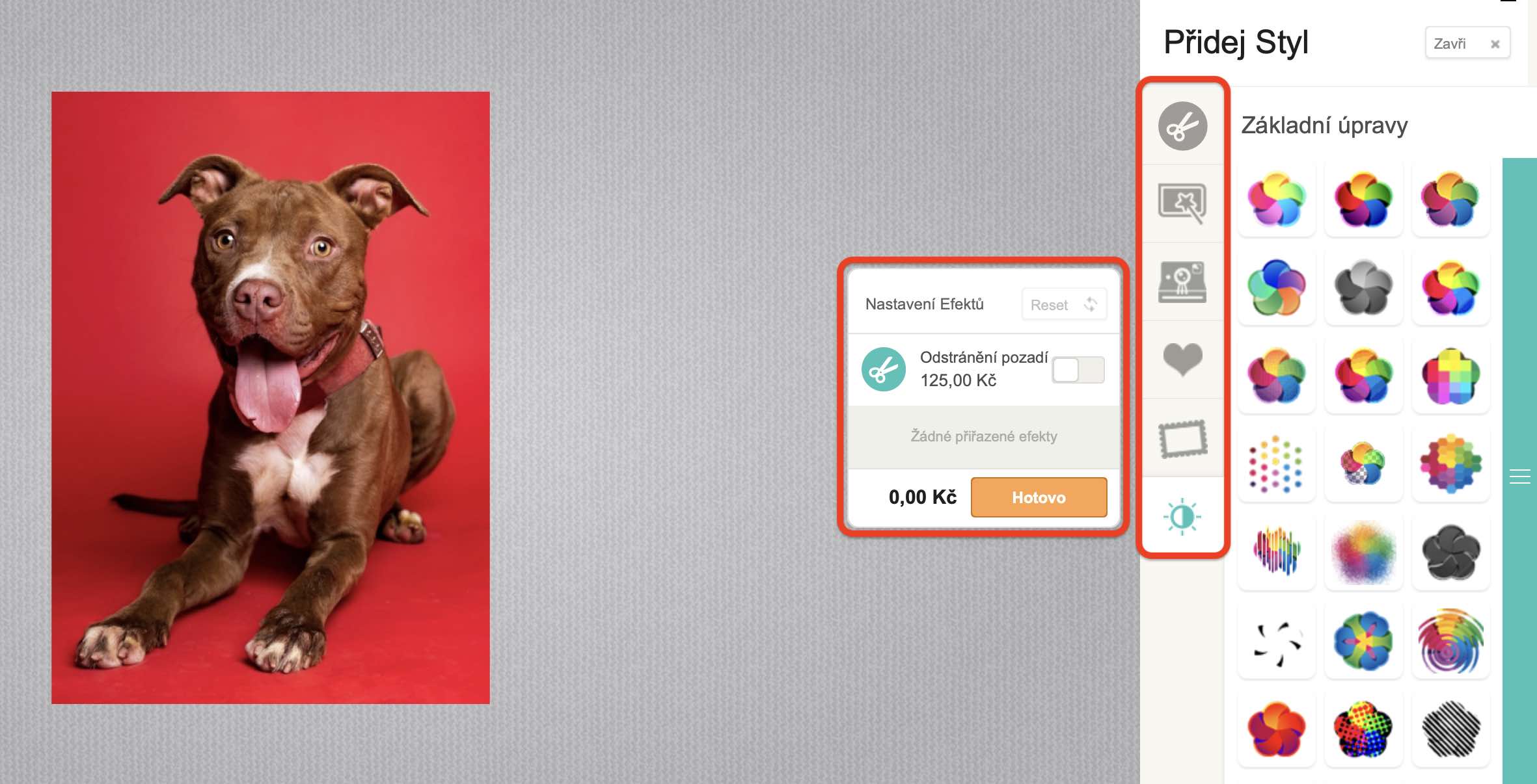 Speciální efekty a úprava fotky v Online Kreatoru