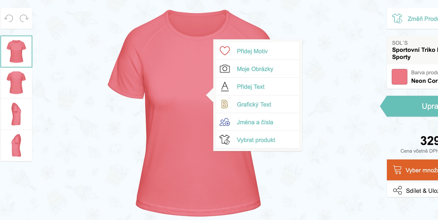 Výběr barvy a design nápisu týmového produktu