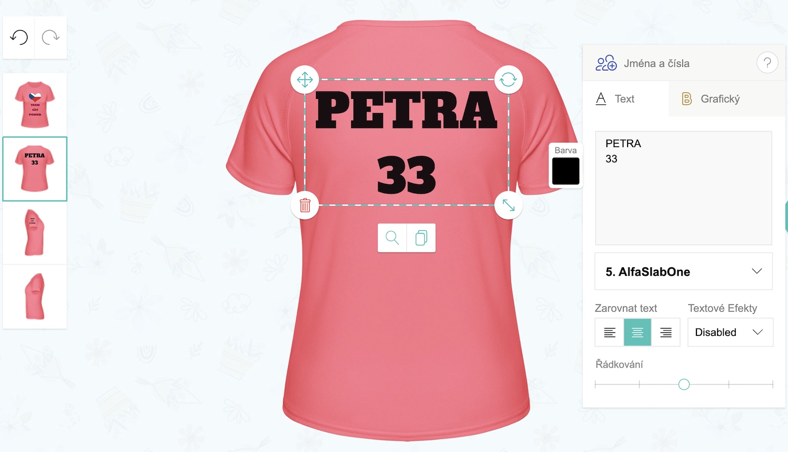 Vytvoření prvního dresu – přidání jména a čísla na dres